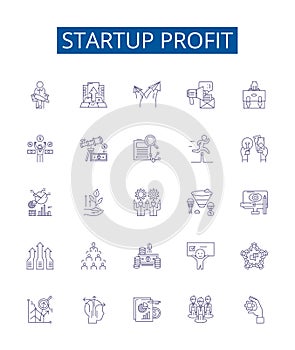 Startup profit line icons signs set. Design collection of Profitability, Profits, Revenue, Growth, Entrepreneurship