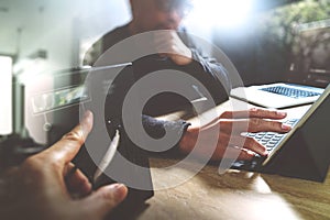 StartUp Programming Team. Website designer working digital table