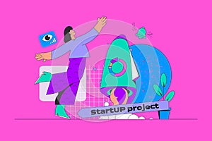 Startup project concept in modern flat design for web. Vector illustration