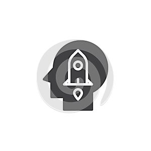 Startup Rocket in human head vector icon