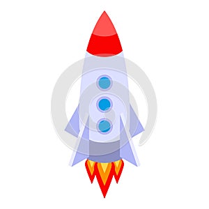 Startup rocket icon, isometric style
