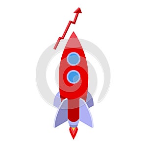 Startup rocket icon isometric vector. Cms web