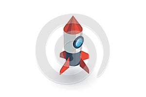 Startup, rocket launch isometric flat icon. 3d vector