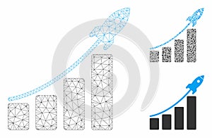Startup Sales Chart Vector Mesh Network Model and Triangle Mosaic Icon