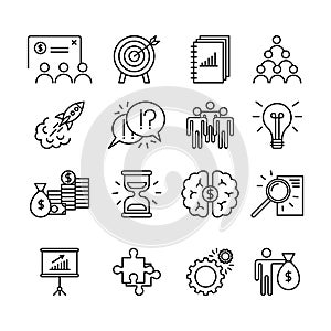 Startup Sign Thin Line Icon Set. Vector