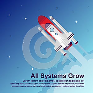 Startup Simple Rocket web design, Responsive web design flat vector, design technology template