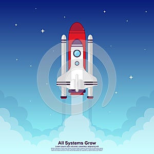 Startup Simple Rocket web design, Responsive web design flat vector, design technology template