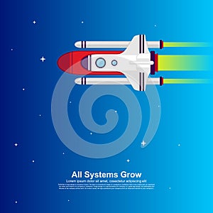 Startup Simple Rocket web design, Responsive web design flat vector, design technology template