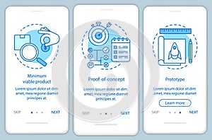 Startup testing onboarding mobile app page screen with linear concepts