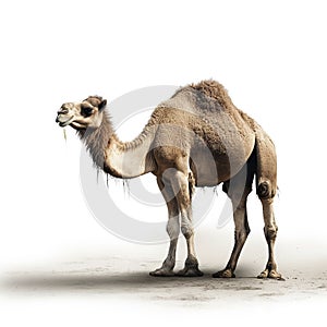 A starving camel with a blank background,