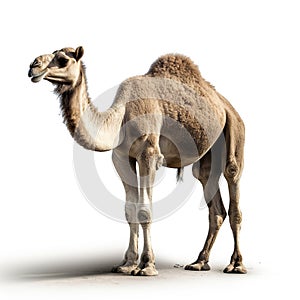 A starving camel with a blank background,