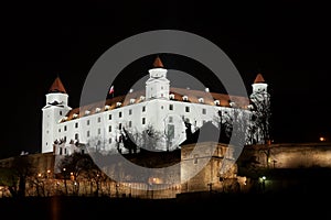 Stary hrad castle in Bratislava at night