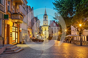 Stary Rynek square at dusk in Zielona Gora, Poland