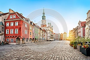 Stary Rynek square and old Town Hall in Poznan, Poland photo