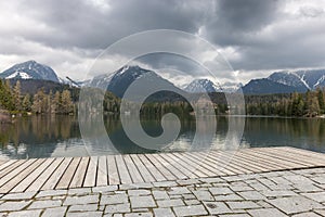 Stary Smokovec houses and lake in mountains