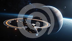 Stasiun luar angkasa dan planet photo