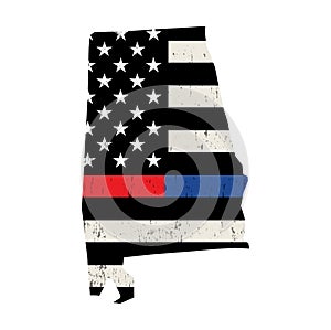 State of Alabama Police and Firefighter Support Flag Illustration