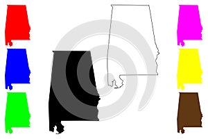 State of Alabama (United States of America, USA or U.S.A.) silhouette and outline map