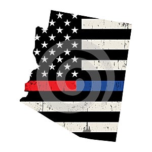 State of Arizona Police and Firefighter Support Flag Illustration