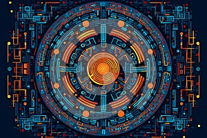 State-of-the-art circuit board. technology of the future. electric circuit.