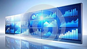 Futuristic Data Analytics Dashboard Display