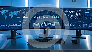 Data Analysis Command Center with Multiple Monitors