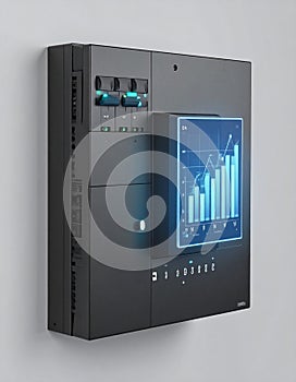 Futuristic Server with Data Analytics Display