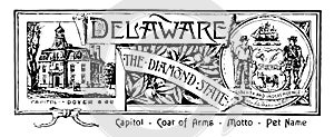 The state banner of Delaware the diamond state vintage illustration