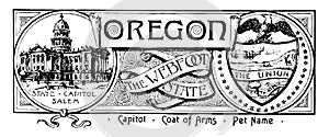 The state banner of Oregon the webfoot state vintage illustration