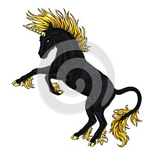 State black and gold unicorn on white