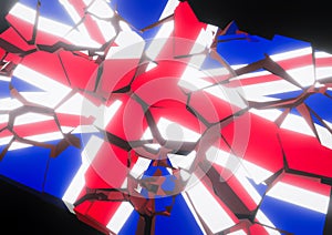 State collapse Flag of United Kingdom 3d rendered