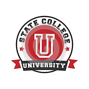 state college university logo element. Vector illustration decorative design