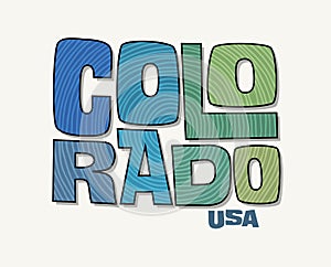 State of Colorado with the name distorted into state shape. Pop art style vector illustration