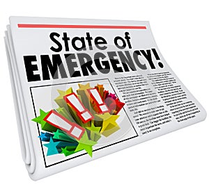 State of Emergency Newspaper Headline Top Story Big Crisis