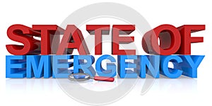 State of emergency word on white