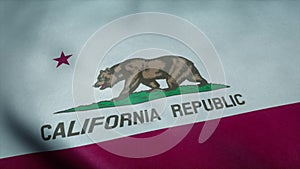 State flag of California waving in the wind. 3d rendering