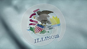 State flag of Illinois waving in the wind. 3d rendering