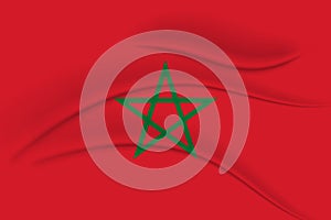 State flag of Morocco with silk effect. 3D illustration, vector. 3d illustration, political banner
