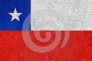State flag of the Republic of Chile on a plaster wall
