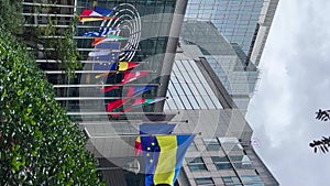 State flags European Union member states background, the European Parliament, Brussels, Belgium, Europe, August 5, 2023