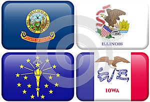 State Flags: Idaho, Illinois, Indiana, Iowa