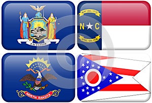 State Flags: New York, North Carolina, ND, Ohio