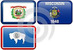 State Flags: West Virginia, Wisconsin, Wyoming