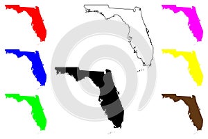 State of Florida (United States of America, USA or U.S.A.) silhouette and outline map