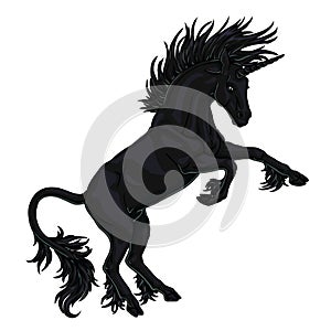 State full black unicorn on white