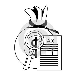 State government tax business cartoon in black and white