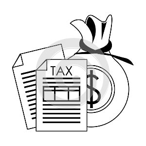 State government tax business cartoon in black and white