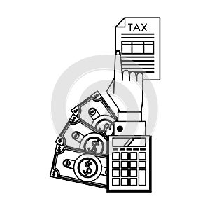 State government tax business cartoon in black and white