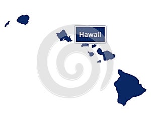 The state of Hawaii with road sign