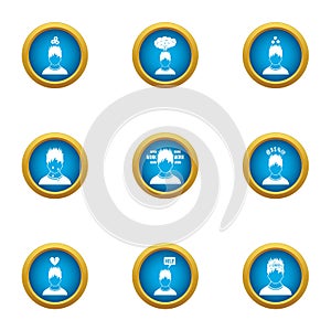 State of health icons set, flat style